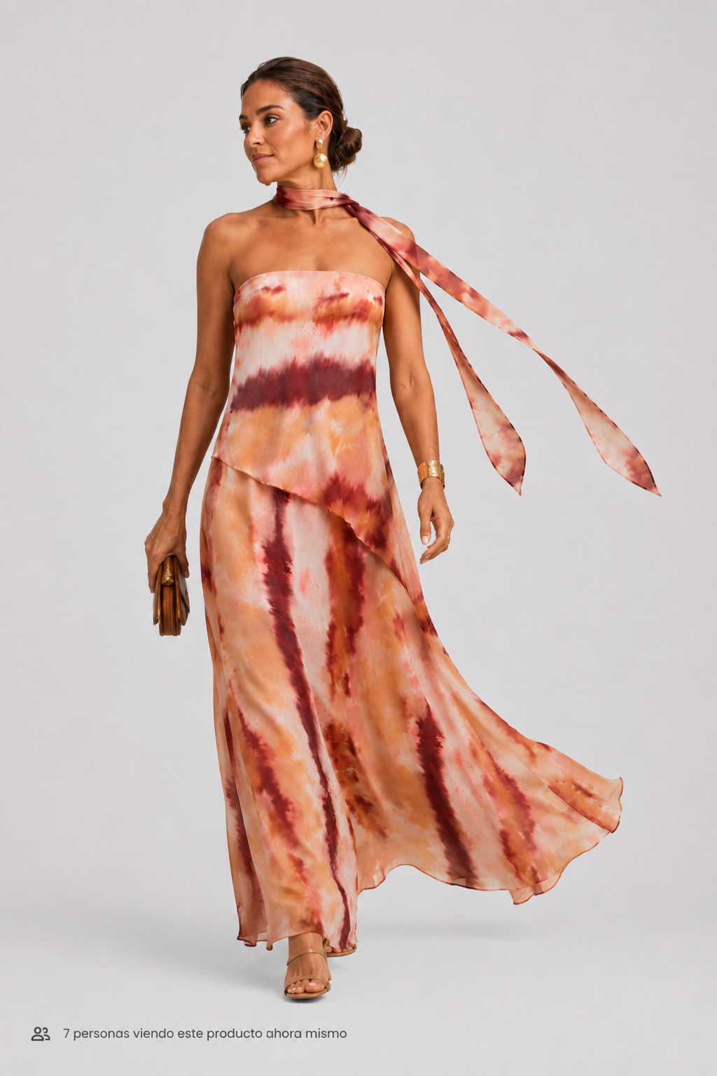 Vestido largo estampado con escote