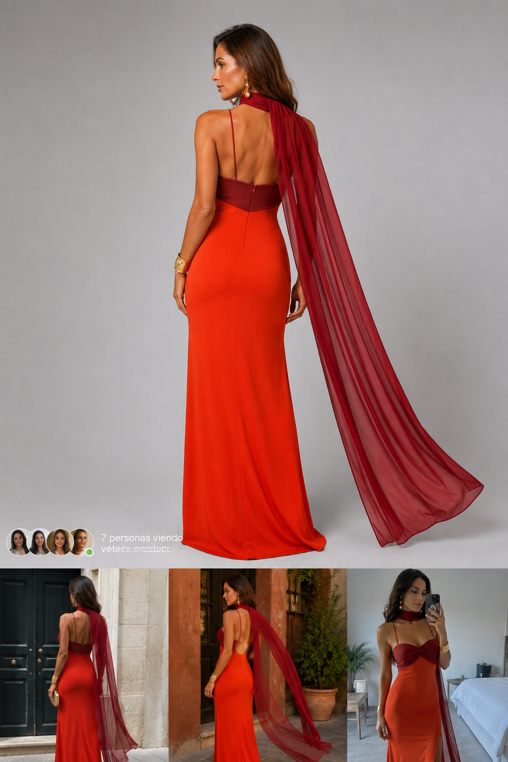 Vestido Largo Drapeado Bicolor