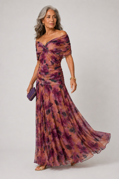 Vestido largo con escote en v