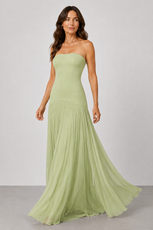 Vestido con diseño de hombros descubiertos
