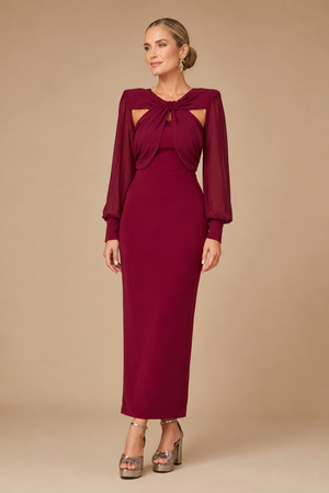 Vestido Midi Elegante Granate