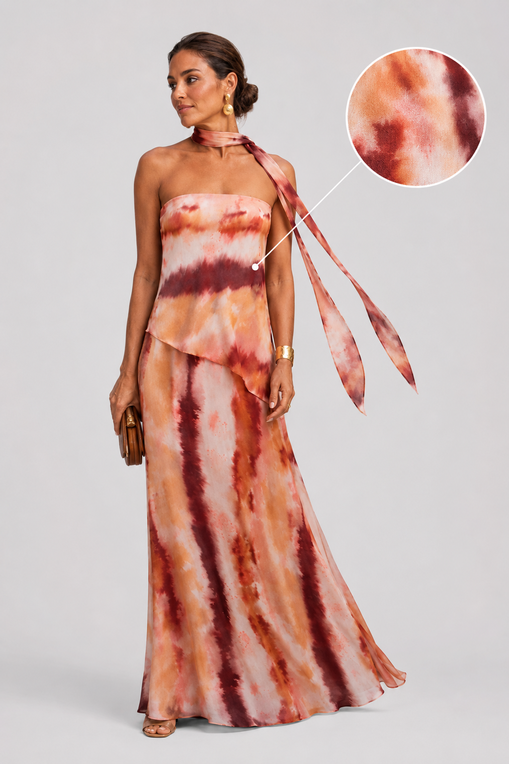 Vestido largo estampado con escote