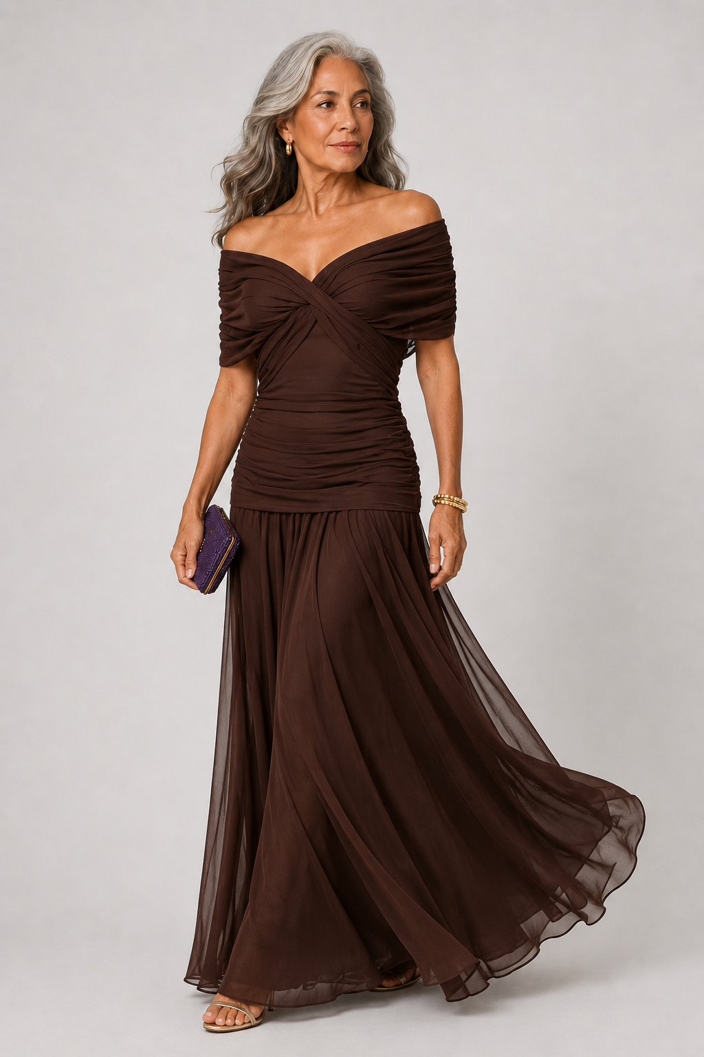 Vestido largo con escote en v