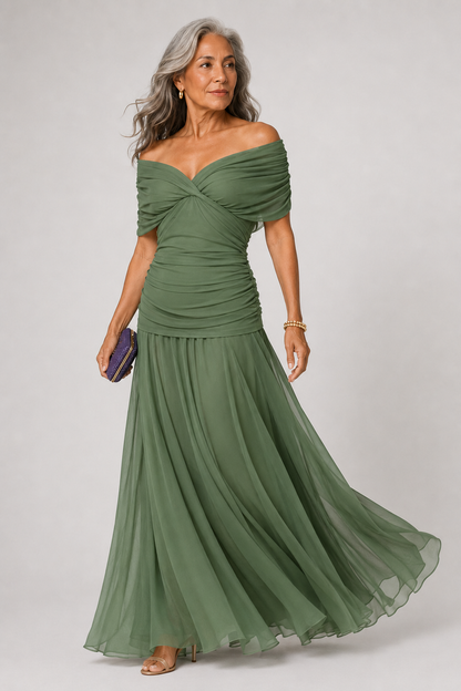 Vestido largo con escote en v