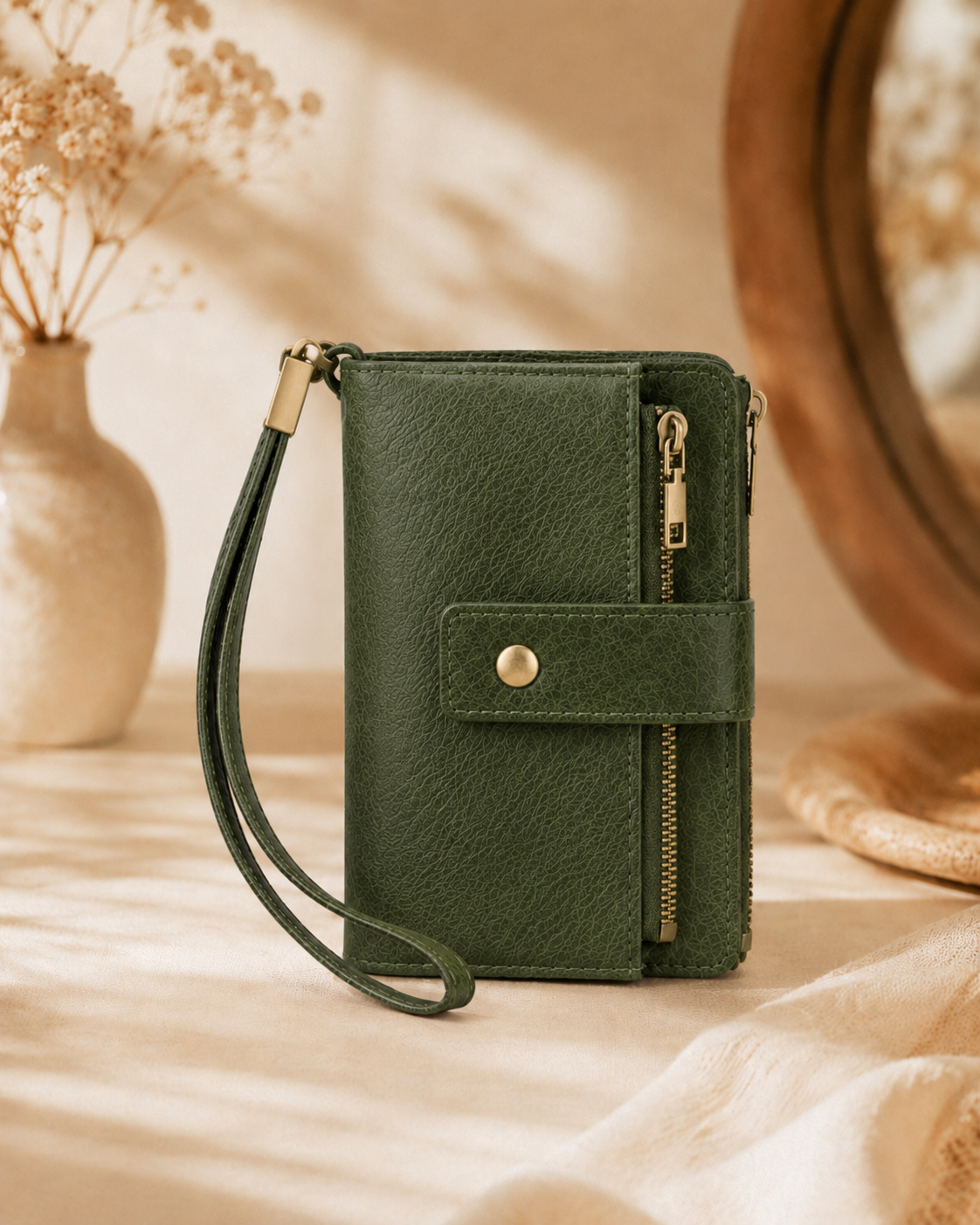 Cartera de mujer de piel con protección RFID
