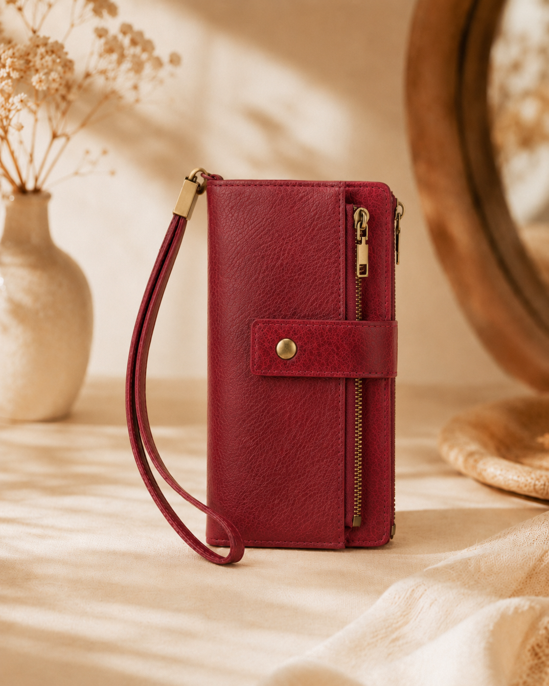 Cartera de mujer de piel con protección RFID