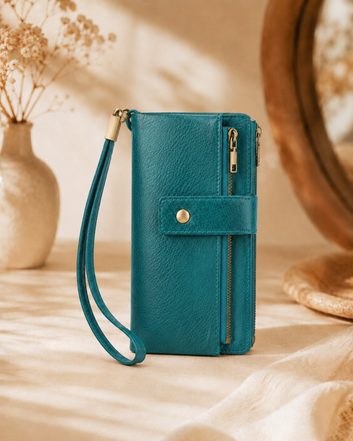 Cartera de mujer de piel con protección RFID