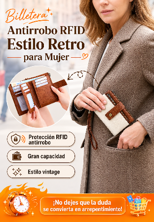 Cartera de mujer de piel con protección RFID