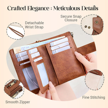 Cartera de mujer de piel con protección RFID