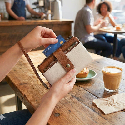 Cartera de mujer de piel con protección RFID