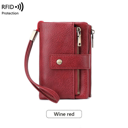 Cartera de mujer de piel con protección RFID