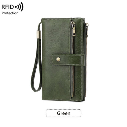 Cartera de mujer de piel con protección RFID