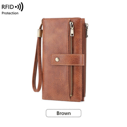 Cartera de mujer de piel con protección RFID